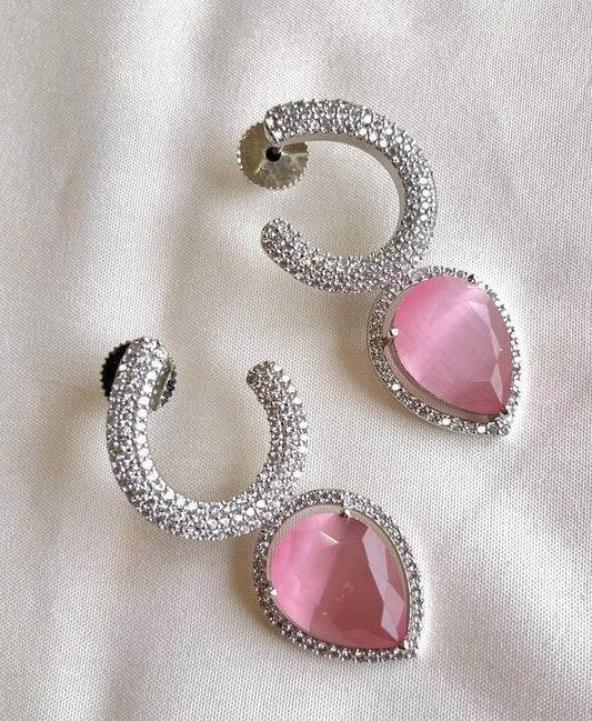 Pink Crystal Stone Earrings for Timeless Sophistication